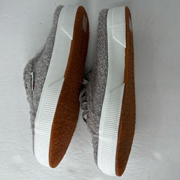 NWOT! Superga Slip On Shearling Mule Round Toe Light Gray Women S3112mw Sneakers - Picture 3 of 14